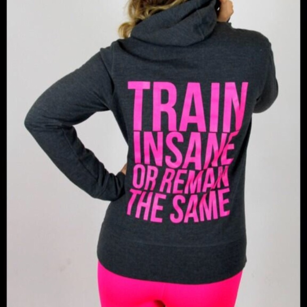 Small workout hoodie train insane
